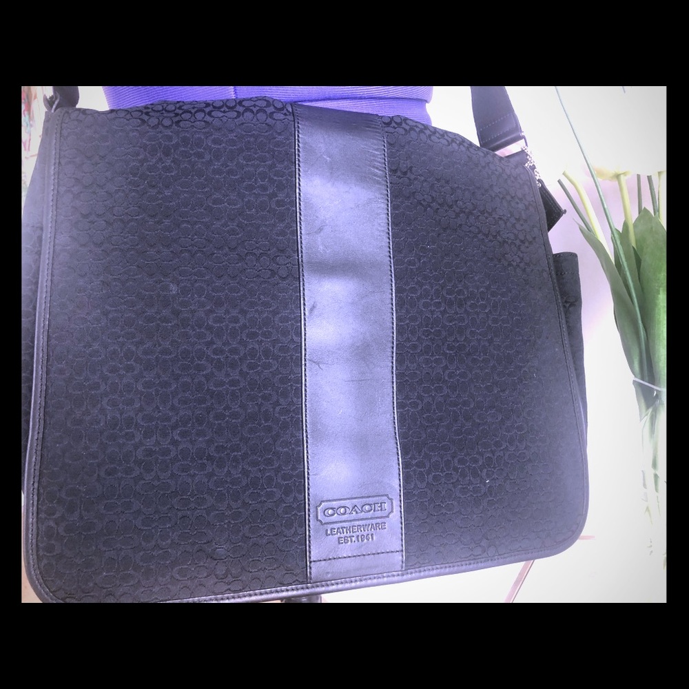 Coach- Black Canvas Laptop/Messenger Bag